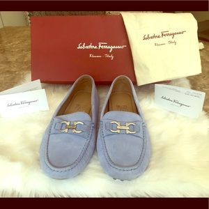 Authentic blue suede Salvatore Ferragamo loafers